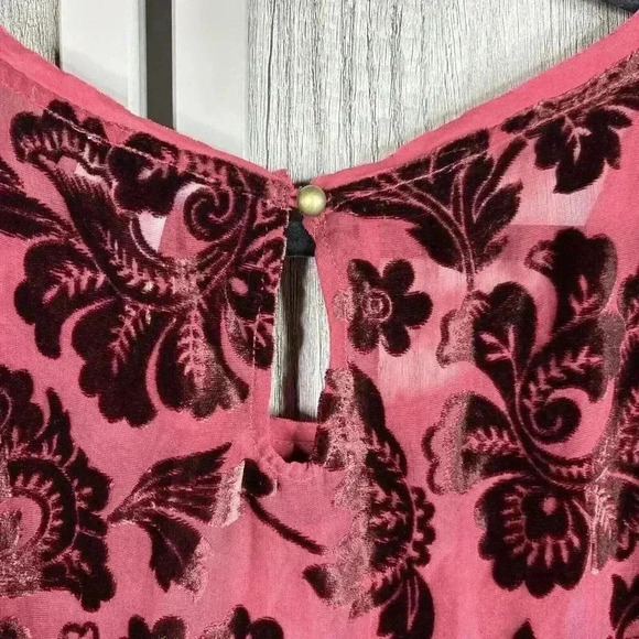 Sundance L Burnt Velvet Top Red Balloon Sleeve Red Color Silk Blend Large - Picture 8 of 9